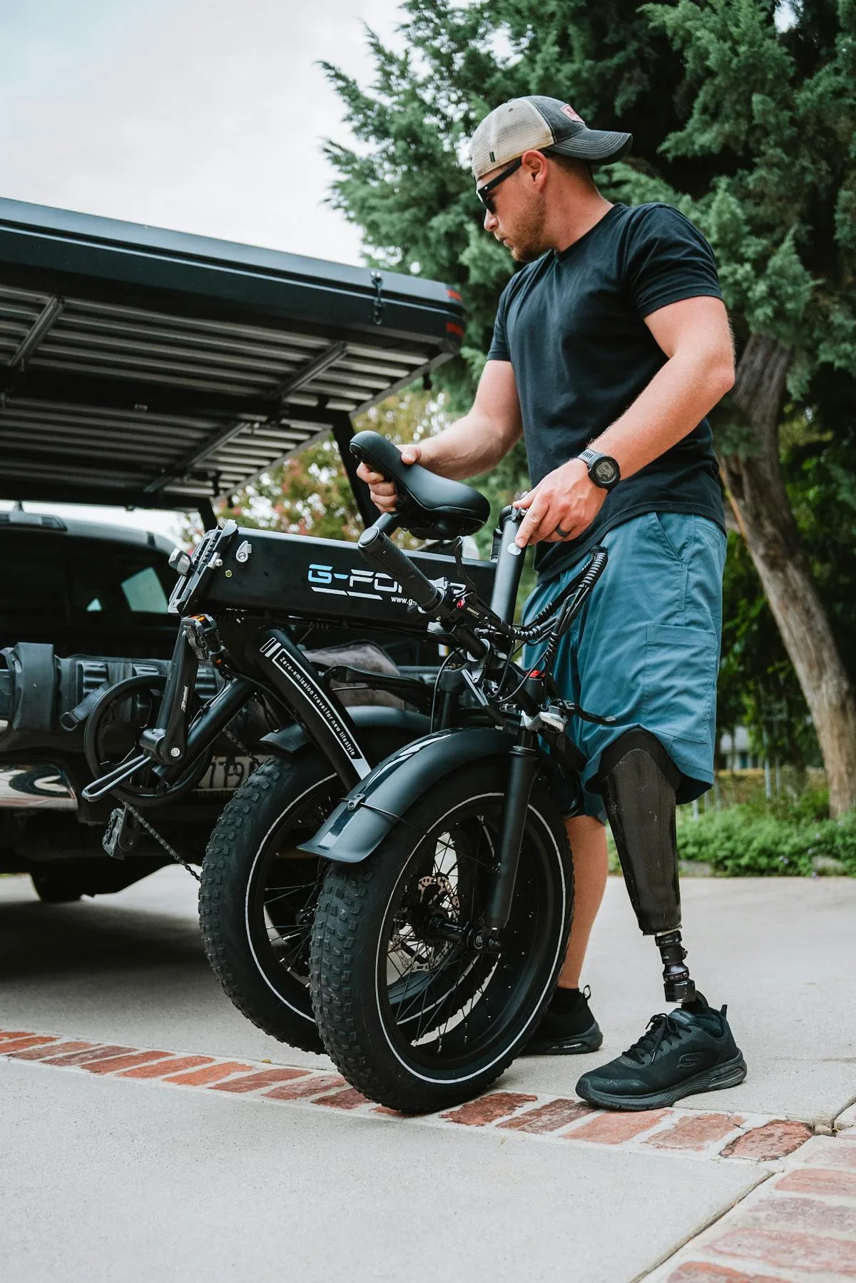 Close-up of an electric bike motor on the rear wheel