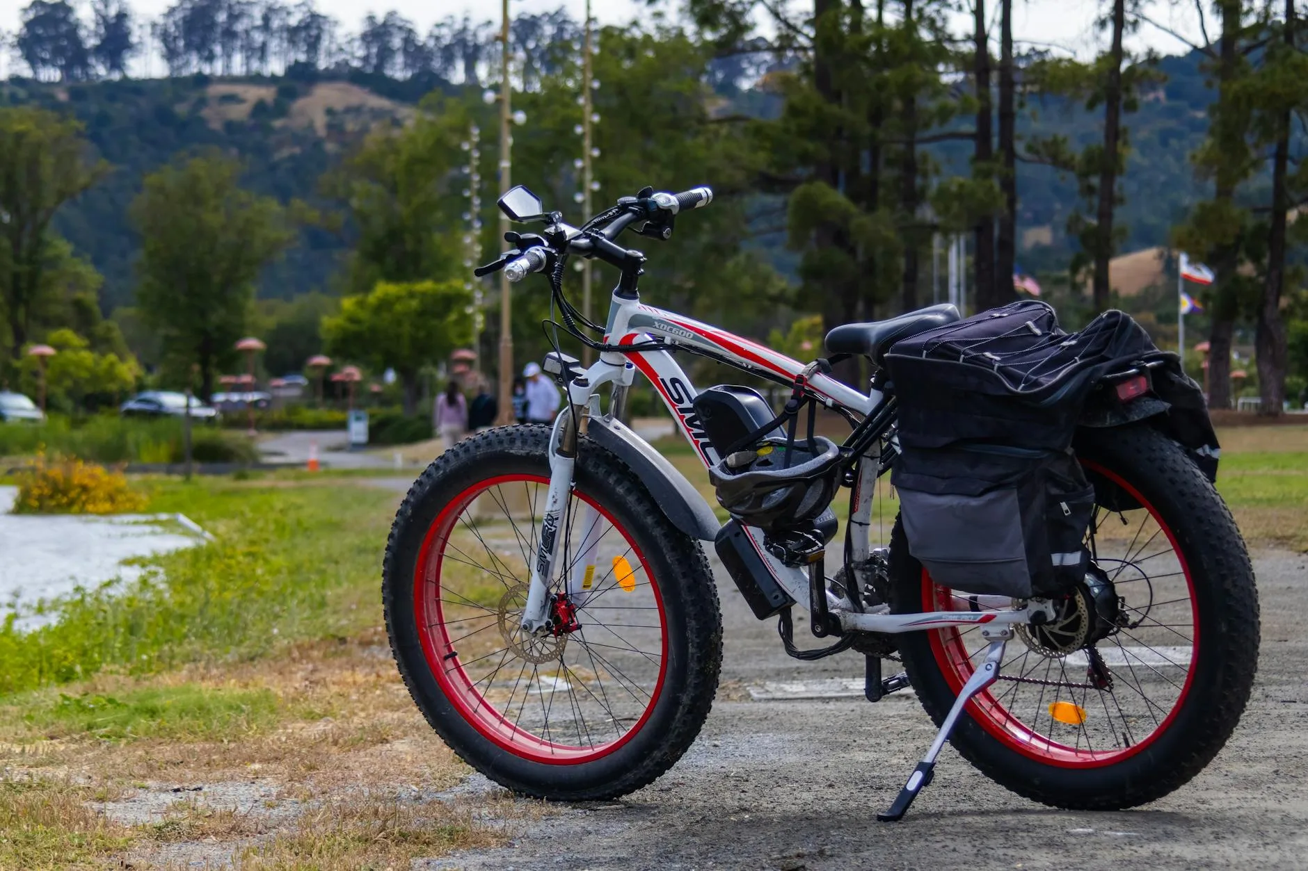 Bicycle loaded with bikepacking bags and camping gear