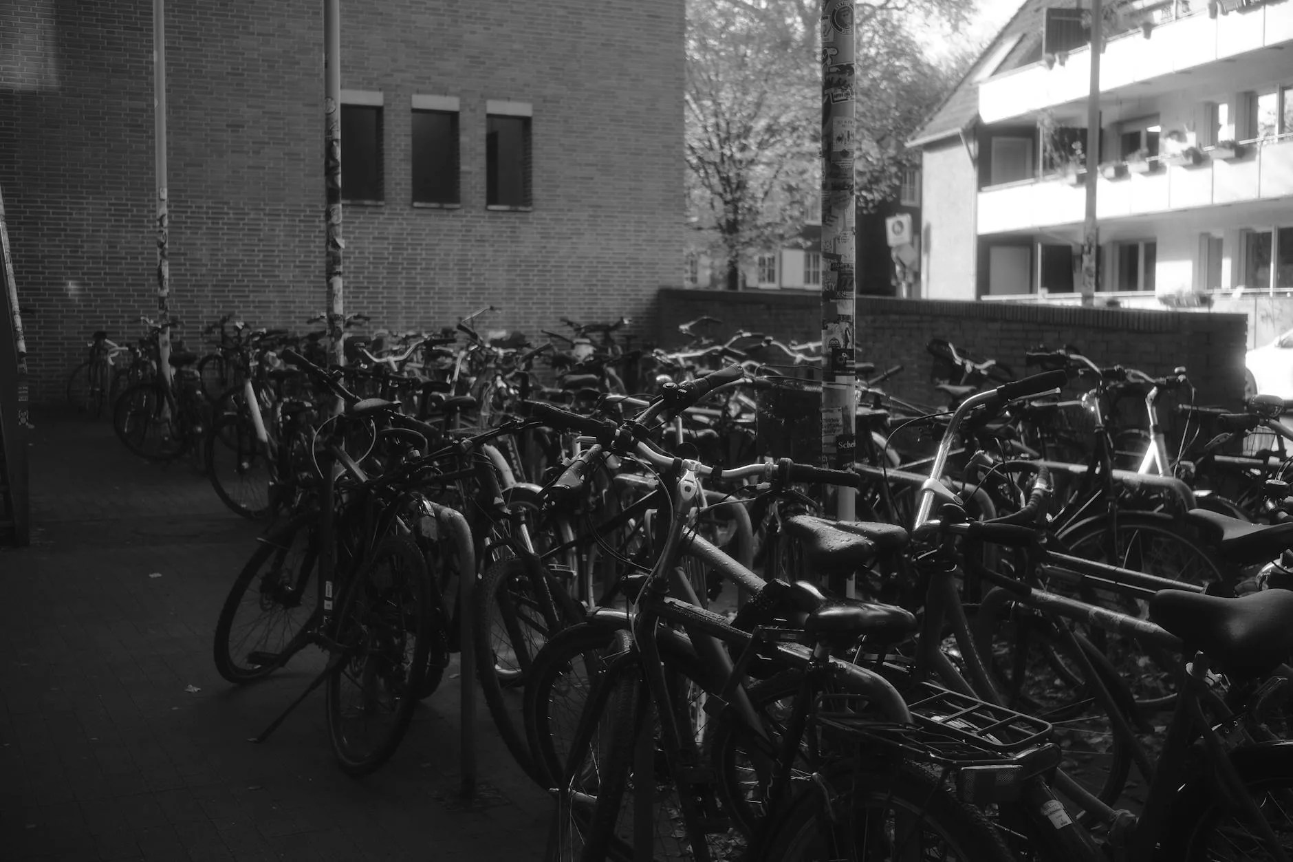 Bicycle parked on an urban street for city commuting