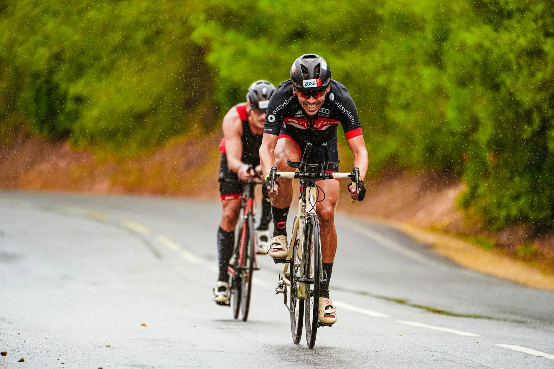 Rear-facing camera mounted on e-bike seatpost on UK road