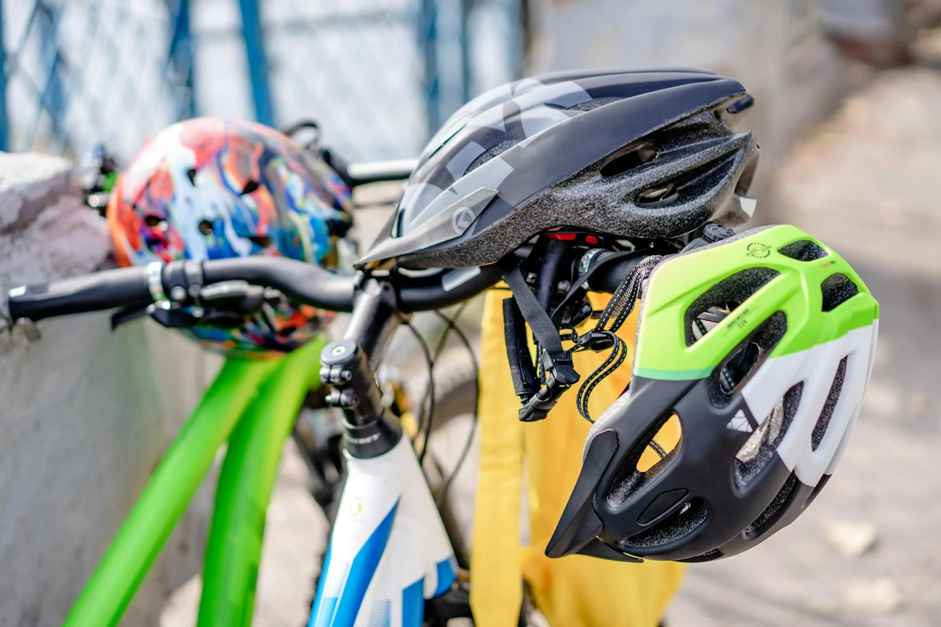 Cycling safety gear including helmet and lights
