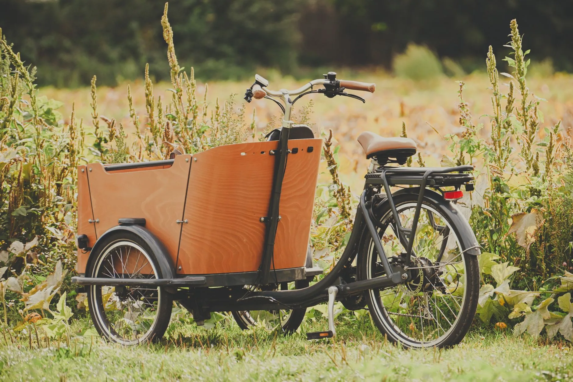 Rear child seat fitted securely on a cargo e-bike