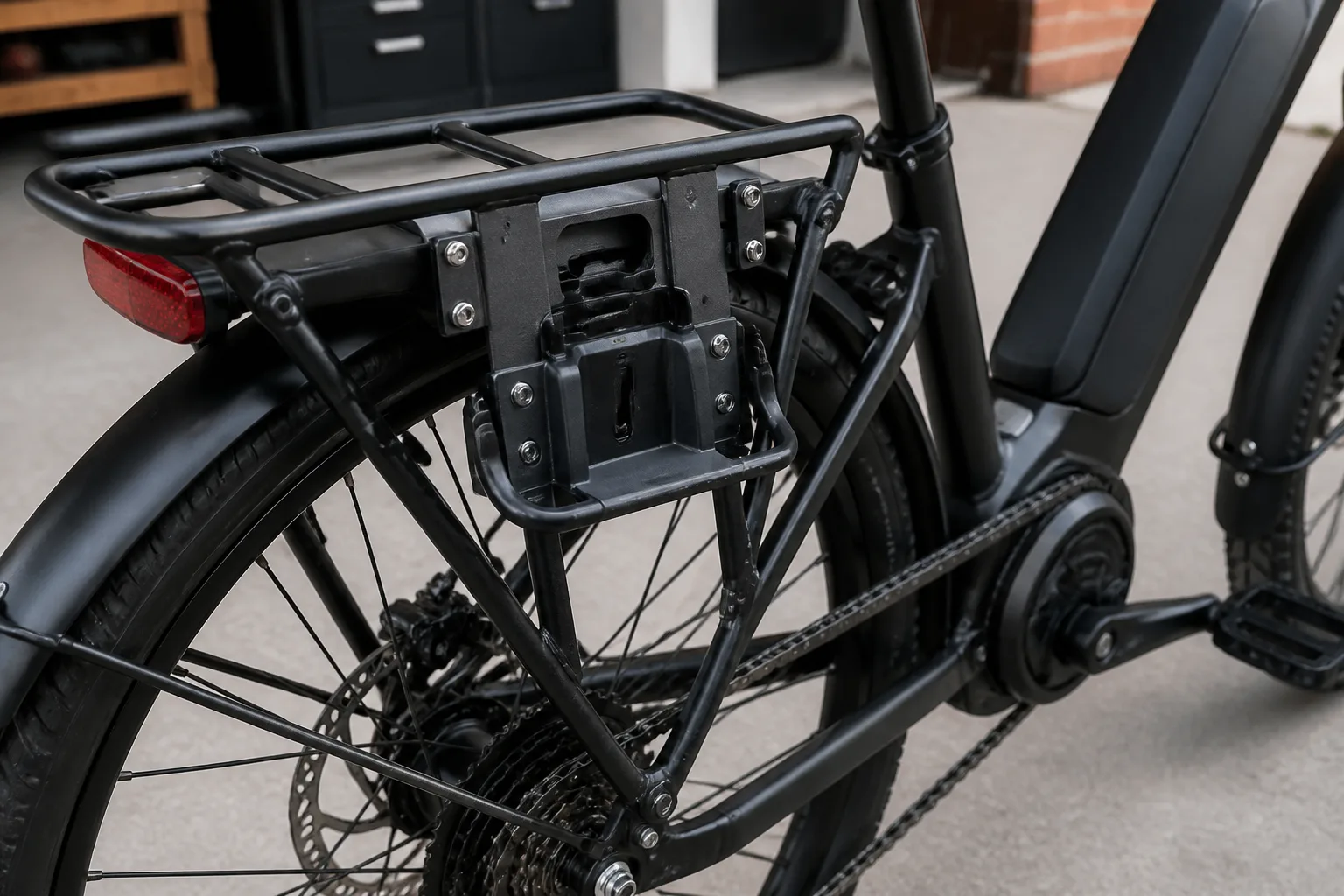 Rear rack bracket for fitting a child seat to an e-bike