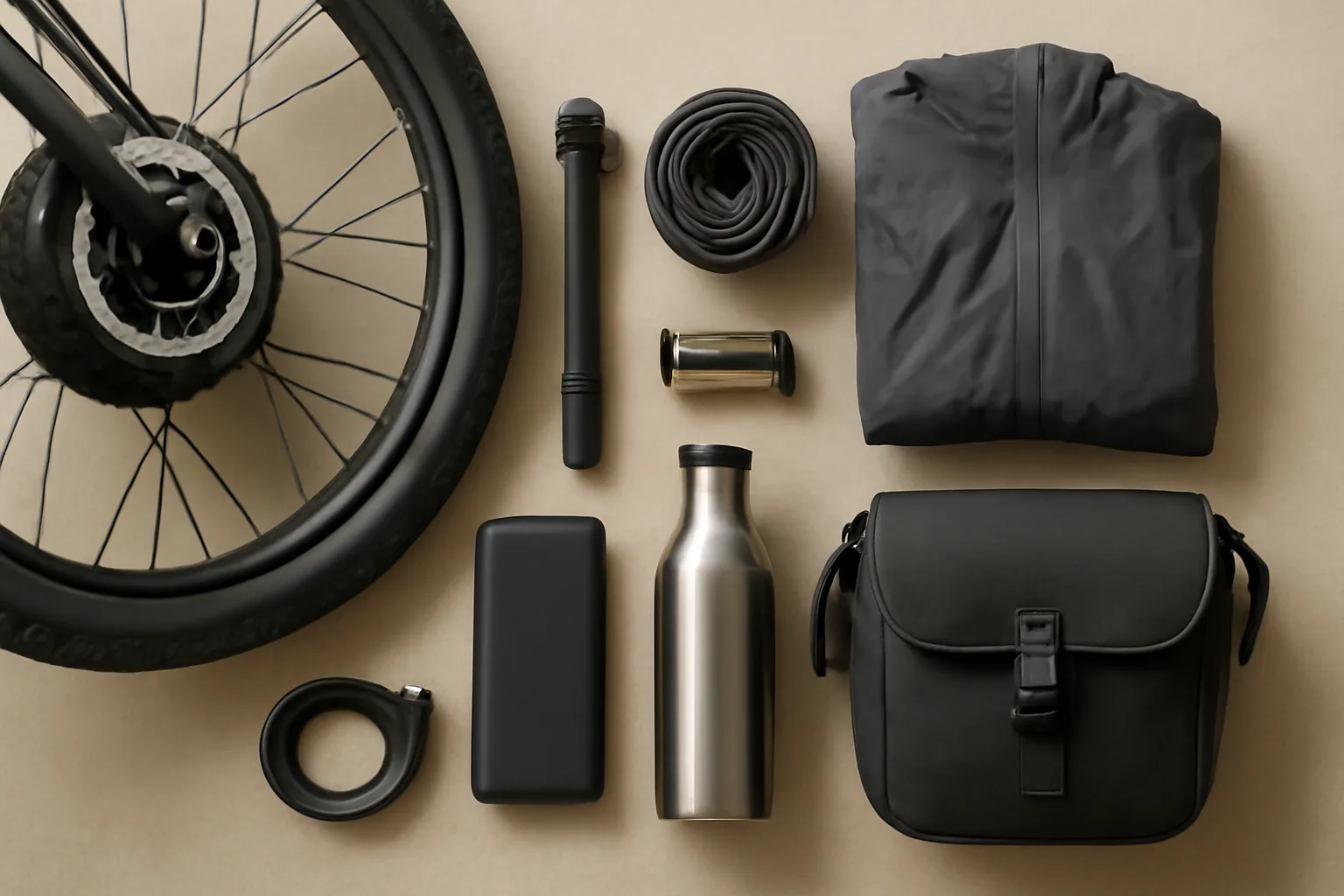 E-bike day-trip kit with pump lock waterproof and pannier