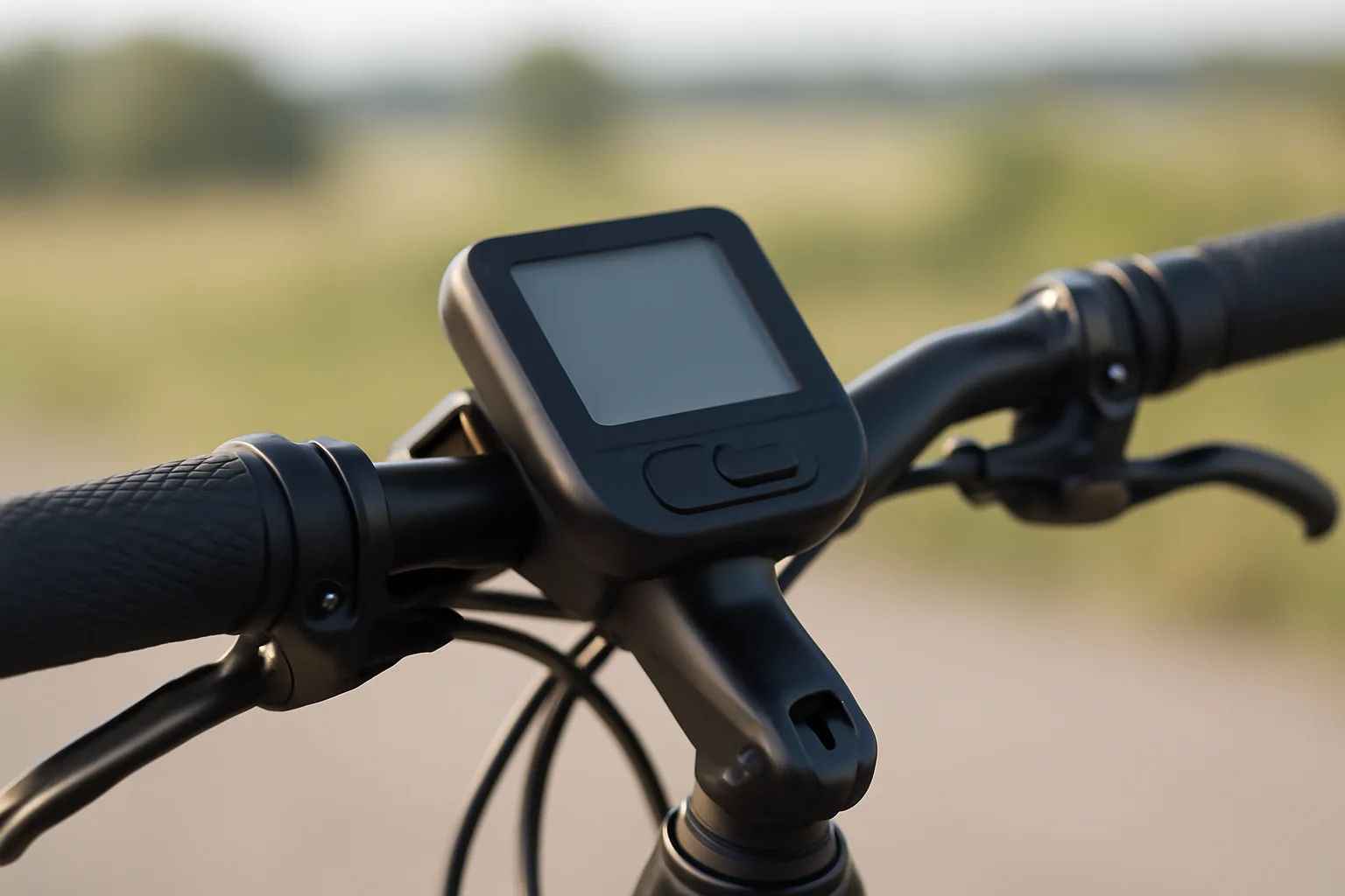 Close-up of an e-bike handlebar display and controls
