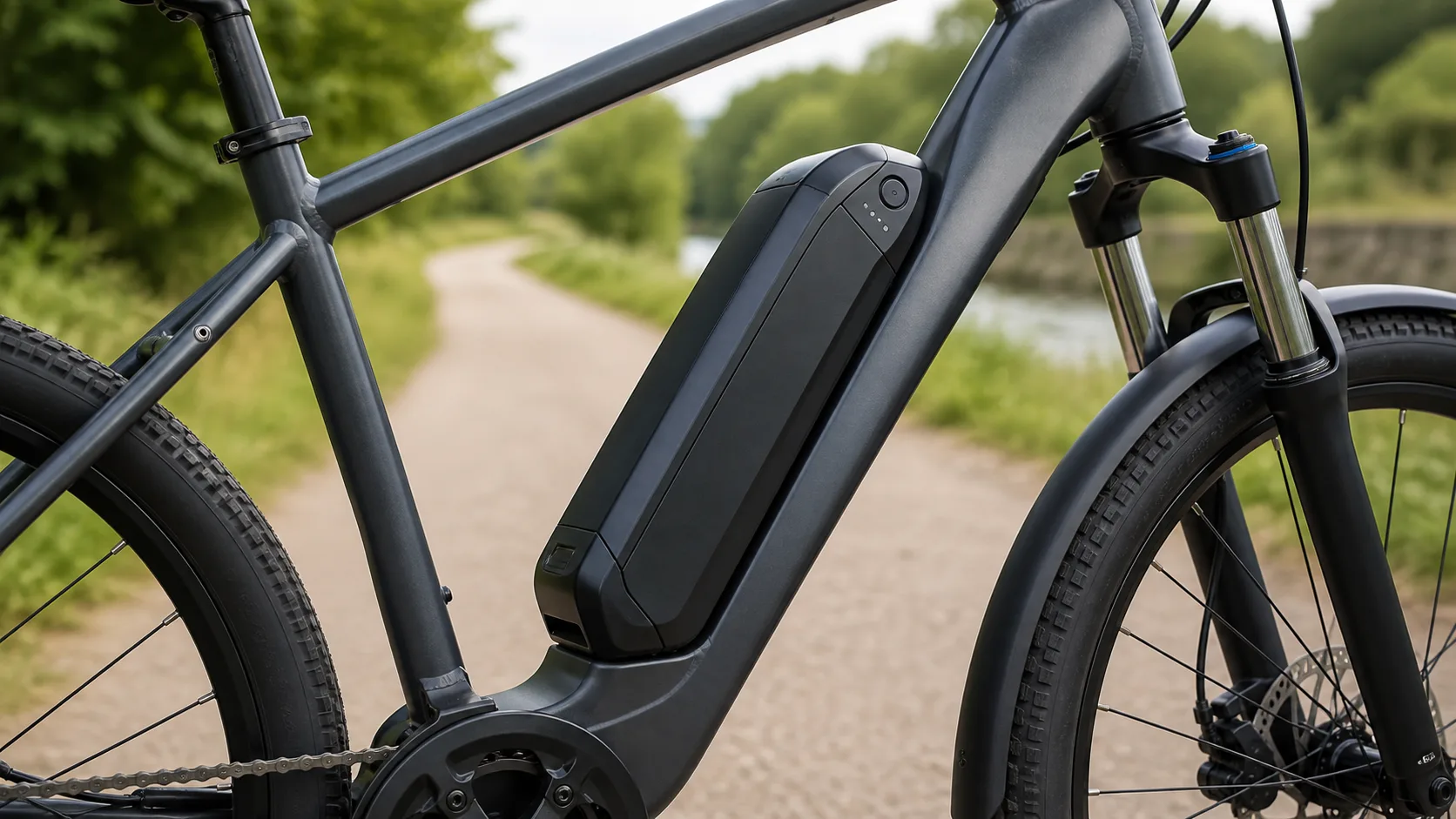 E-bike battery pack on the frame for calculating real-world range