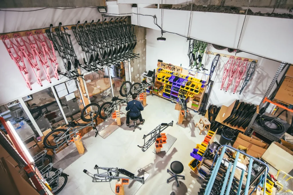 Electric bicycle in a workshop for warranty checks