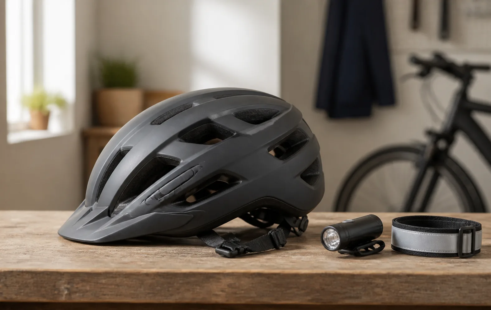 Speed pedelec style helmet with commuter safety kit